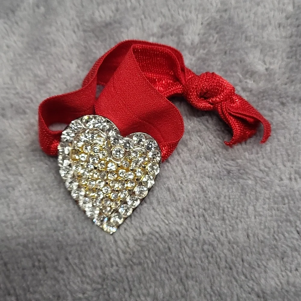 Crystal Heart Hair Tie ~ New Ribbon ❤️